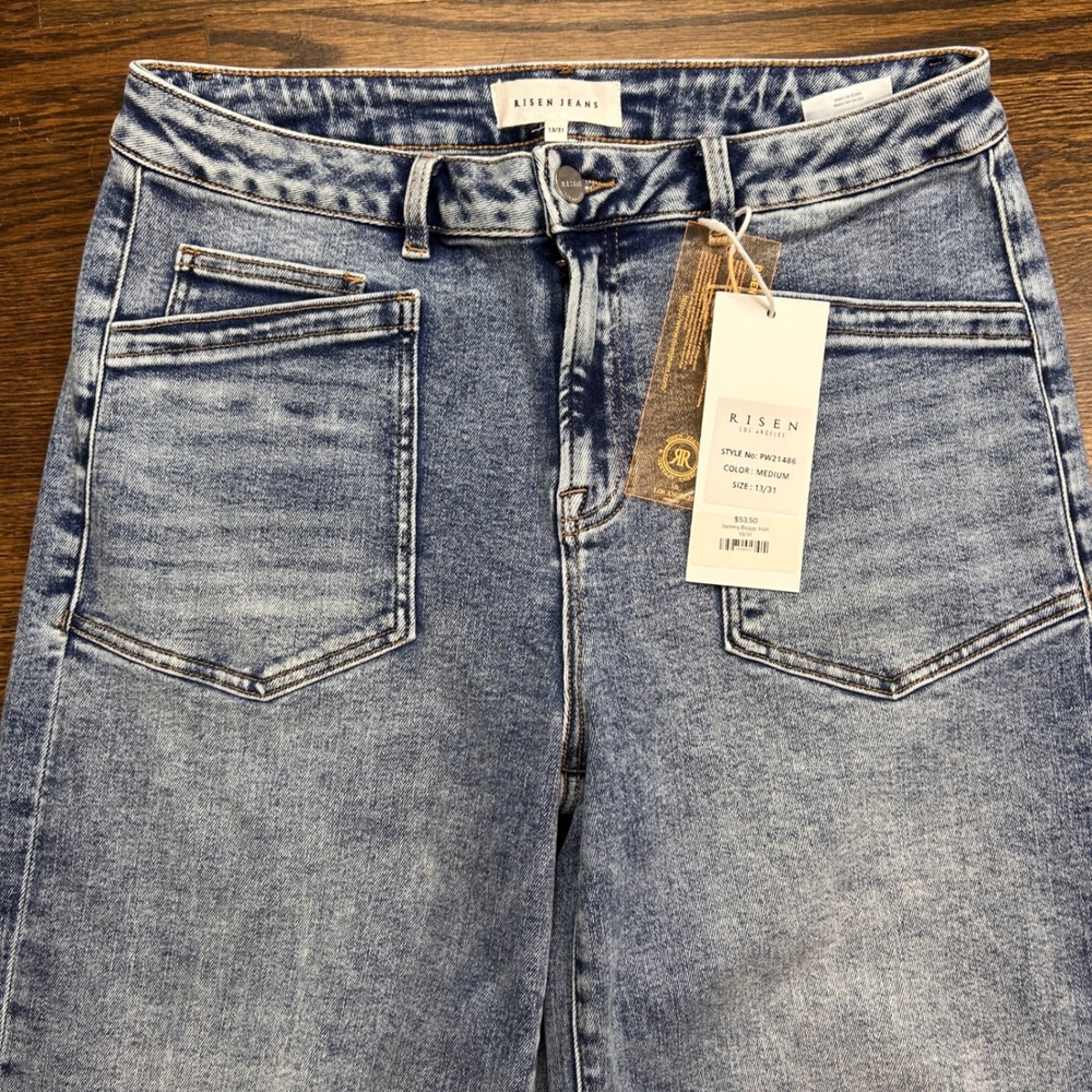 Risen Los Angeles Sammy Baggy Jean Women 13/31 Medium Wash High Rise Wide Leg - Picture 2 of 13